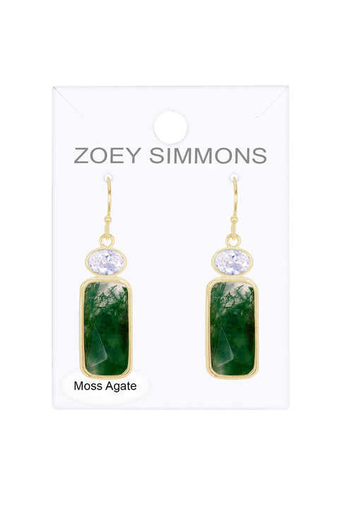 Moss Agate Drop Earrings - GF