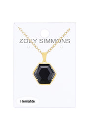 Hematite Hexagon Pendant Necklace - GF