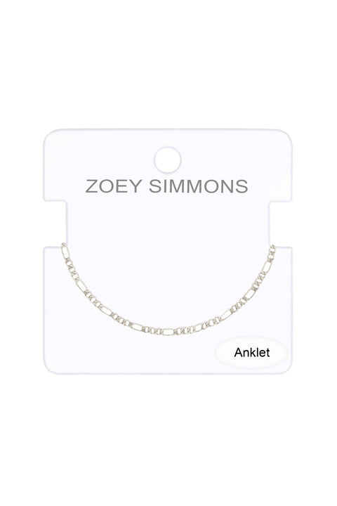 Silver Plated 2mm Figaro Chain Anklet - SP
