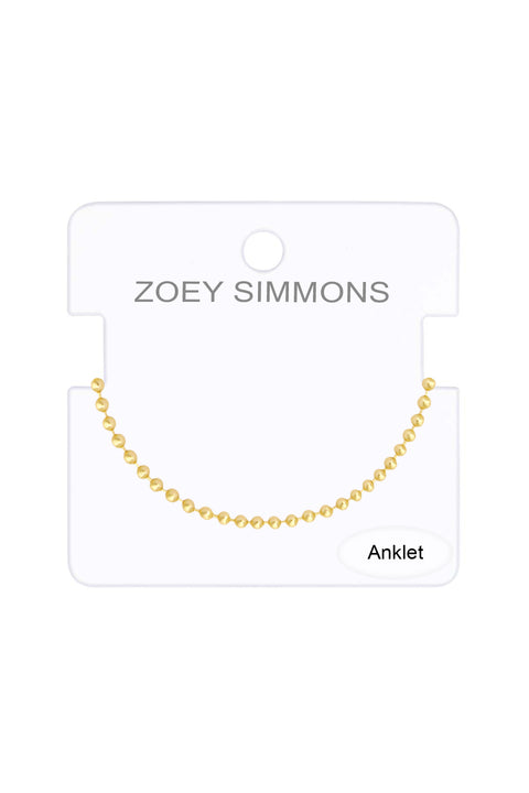 14k Gold Plated 2mm Bead Chain Anklet - GP