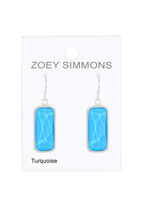 Turquoise Quartz Rectangle Earrings - SF