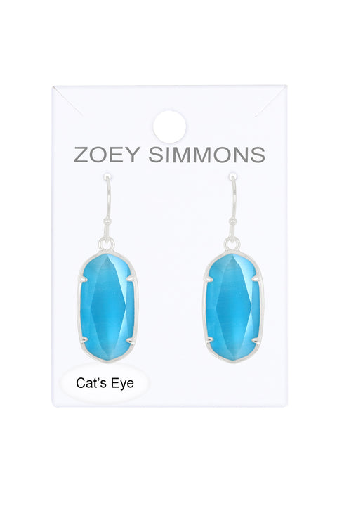 Blue Cat's Eye Drop Earrings - SF