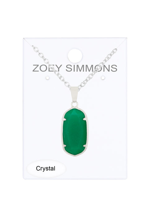 Green Chalcedony Crystal Necklace - SF