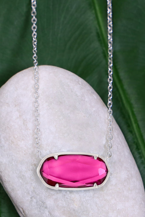 Raspberry Crystal Pendant Necklace - SF