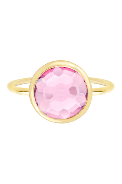 Pink Crystal Round Ring - GF