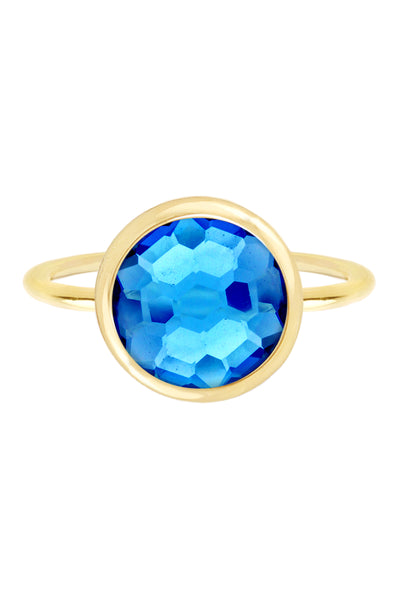 Swiss Blue Crystal Round Ring - GF
