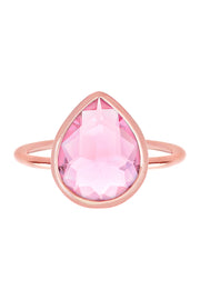 Pink Crystal Ring In Rose Gold - SF