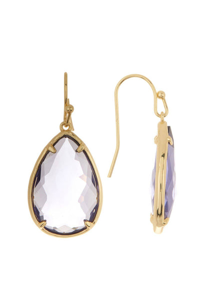 Lavender Crystal Pear Cut Drop Earrings In Gold - GF