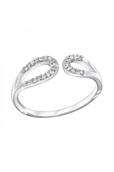 Sterling Silver Open Band Ring With CZ - SS