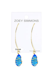 Swiss Blue Crystal Wire Wrapped Threader Earrings - GF