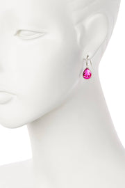 Raspberry Crystal Teardrop Earrings - SF