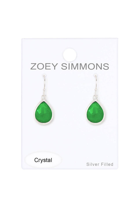 Green Chalcedony Crystal Teardrop Earrings - SF