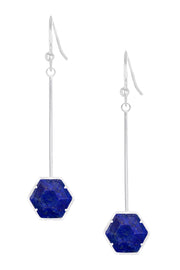Lapis Hexagon Dangle Earrings - SF
