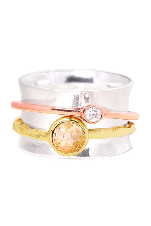 Lily Fossil Tri-Color Spinner Ring - SF