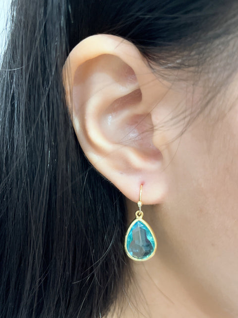 Sky Blue Crystal Teardrop Earrings - GF