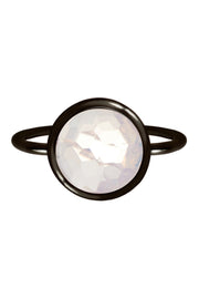Moonstone Crystal Ring In Gunmetal - SF