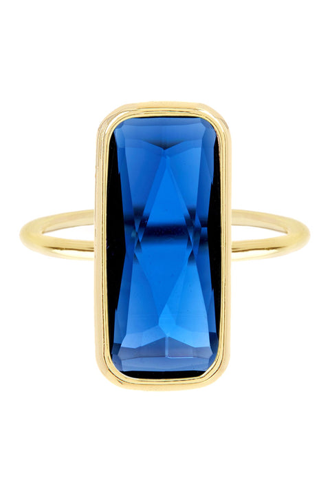 London Blue Crystal Rectangle Ring - GF