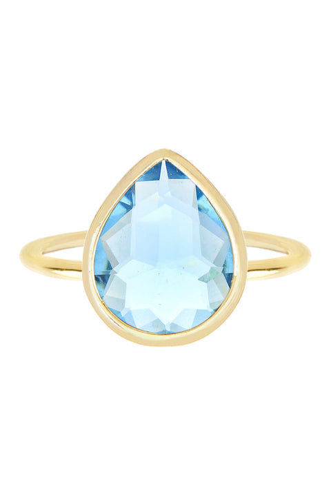 Blue Crystal Teardrop Ring - GF