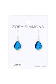 Swiss Blue Crystal Teardrop Earrings - SF