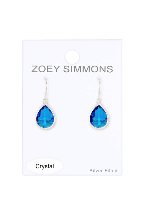 Swiss Blue Crystal Teardrop Earrings - SF
