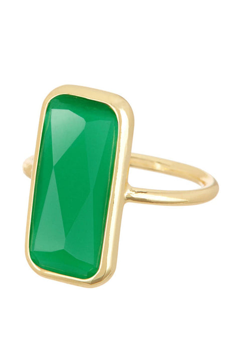 Green Chalcedony Crystal Bar Ring - GF
