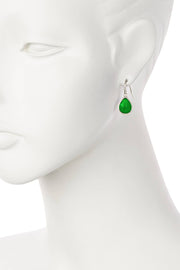 Green Chalcedony Crystal Teardrop Earrings - SF