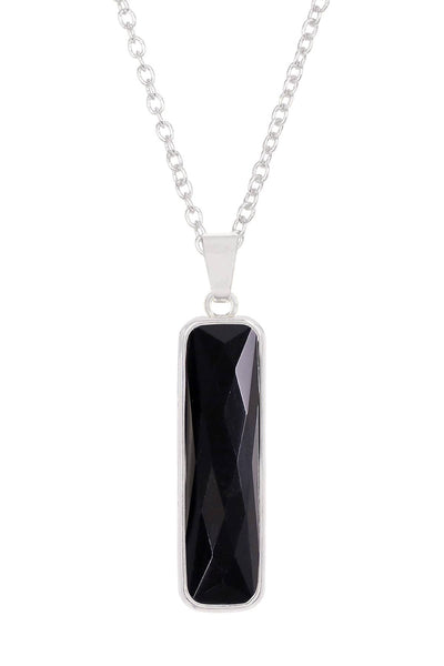 Black Onyx Rectangle Pendant Necklace - SF