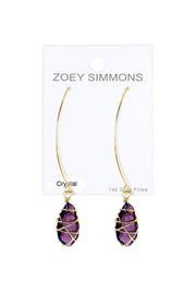 Lavender Crystal Wire Wrapped Threader Earrings - GF