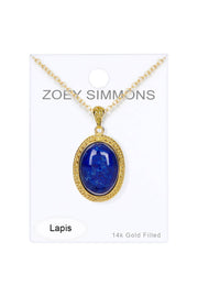 Lapis Oval Pendant Necklace - GF