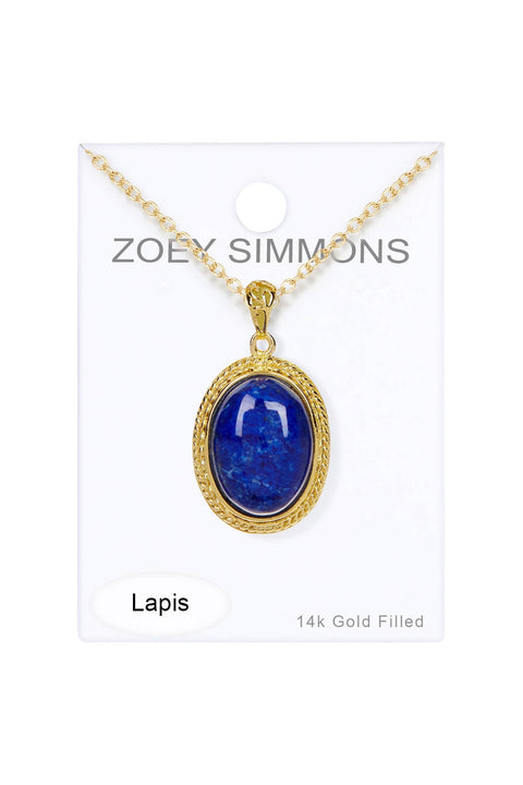 Lapis Oval Pendant Necklace - GF