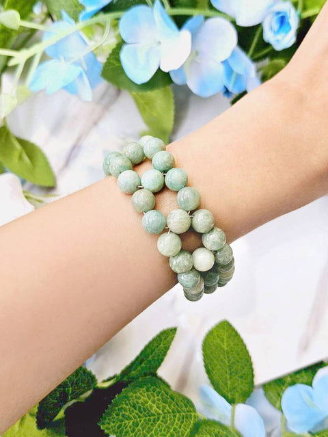 Amazonite 8mm Beads Braided Bracelet - GF