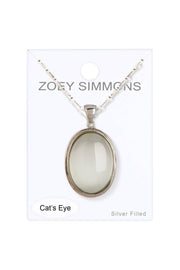 White Cat's Eye Oval Pendant Necklace - SF