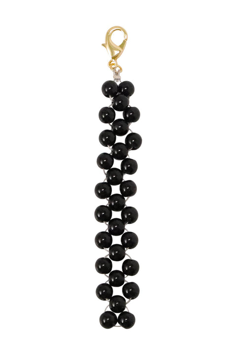 Black Onyx 6mm Mala Beads Braided Keychain - SF/GF