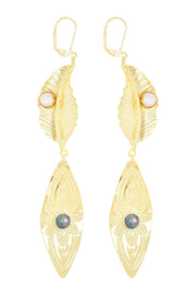 Freshwater Pearl & Leaf Statement Earrings - GF