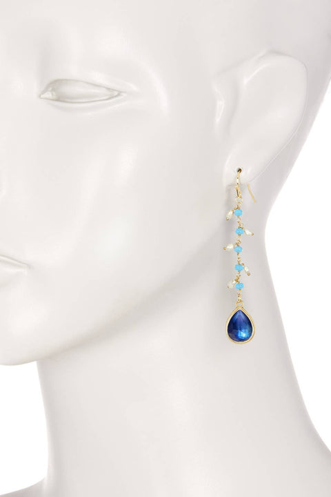 Labradorite Doublet & Pearl Drop Earrings - GF