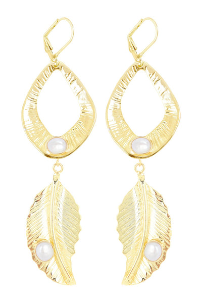 Freshwater Pearl & Leaf Statement Earrings - GF