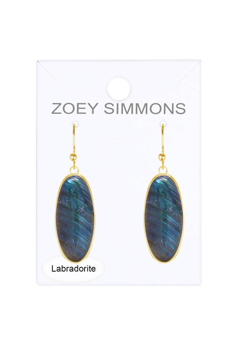 Labradorite Oval Drop Earrings - GF