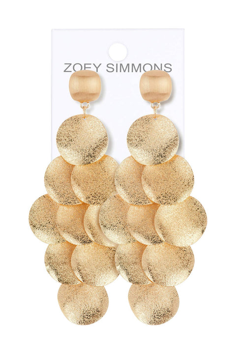 Sandblast Disc Chandelier Tiered Statement Earrings - GF
