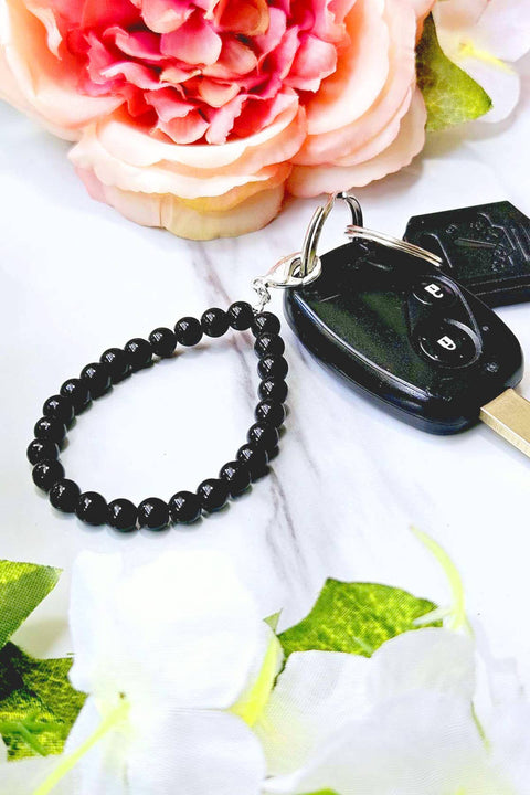 Black Onyx 6mm Mala Beads Keychain - SF/GF