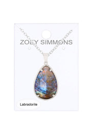 Labradorite Pear Cut Pendant Necklace - SF