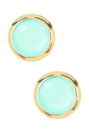 Amazonite Crystal 7mm Post Earrings In Gold - GF