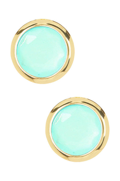 Amazonite Crystal 7mm Post Earrings In Gold - GF