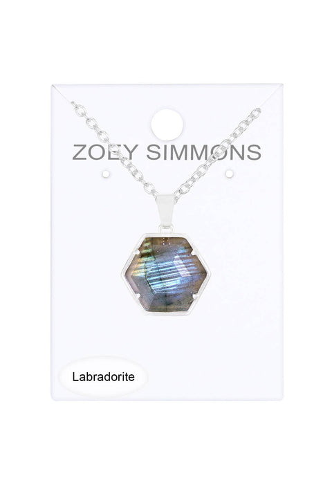 Labradorite Hexagon Necklace - SF