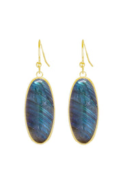 Labradorite Oval Drop Earrings - GF