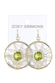 Peridot Crystal Dreamcatcher Drop Earrings - GF