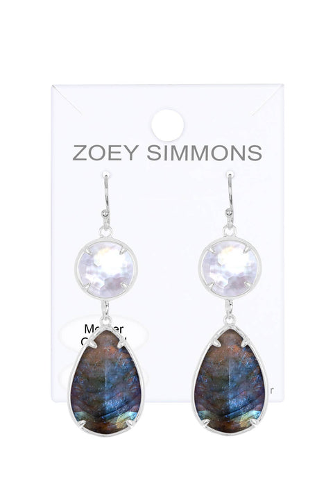 Labradorite With Pearl Drop Earrings - SF