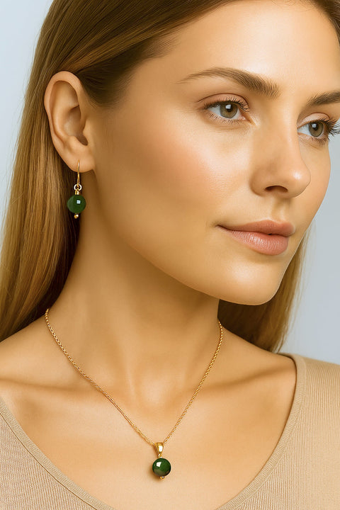 14k Vermeil Natural Hetian Jade Bead Necklace - VM