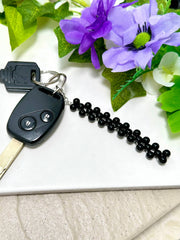 Black Onyx 6mm Mala Beads Braided Keychain - SF/GF