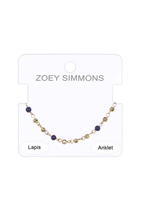 Victoria Lapis Beaded Anklet - GF