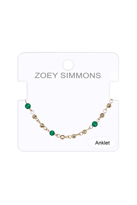 Victoria Green Agate Beaded Anklet - GF